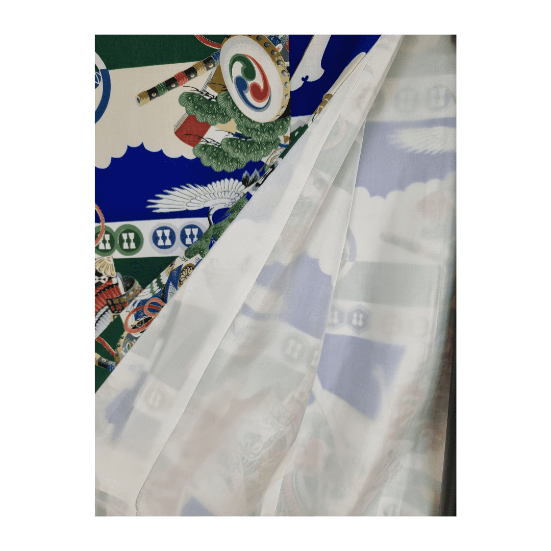 Vintage Furisode Kimono Kinder Schloss Osaka Gr. 110 / 116