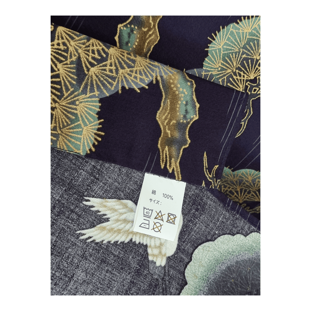 Yukata Herren blau Kranich inkl. Obi