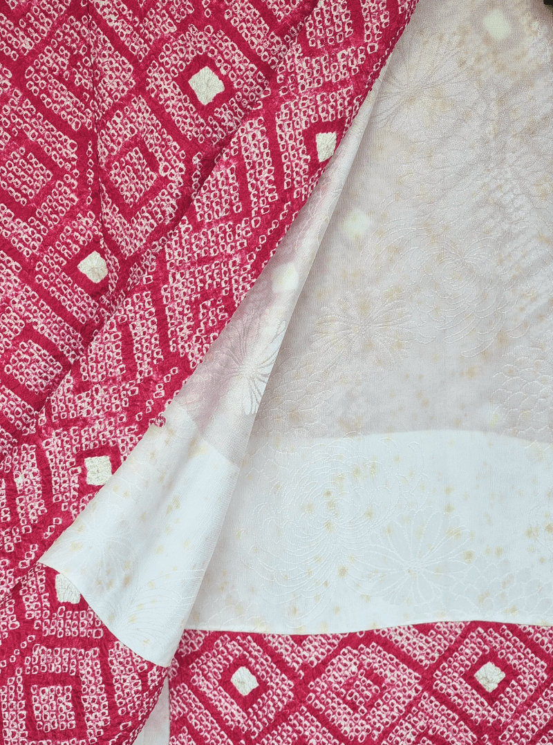 Vintage Haori Damen Shibori rot Kuginuki Tsunagi
