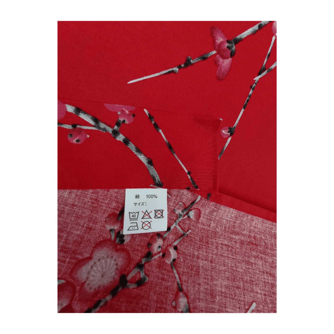 Plus Size Yukata Pflaumenblüte Rot inkl. Obi #farbe_Rot