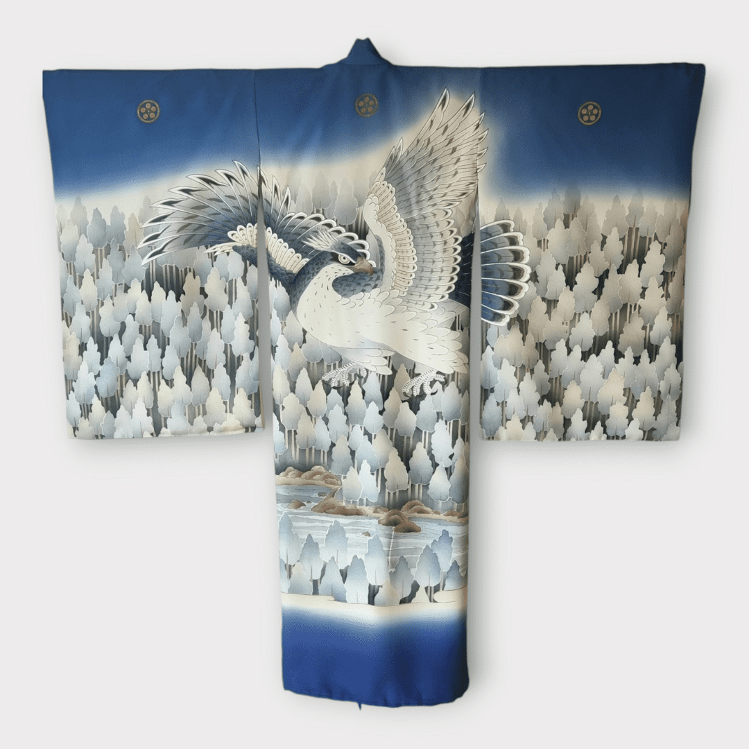 Vintage Furisode Kimono Kinder Falke 116 und 122