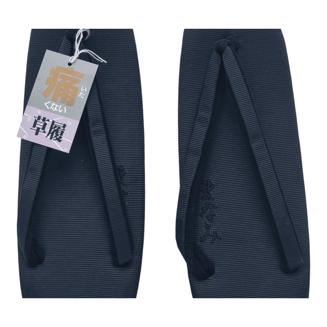Vintage Zori schwarz gestreift Kanji Gr. 37 ungetragen
