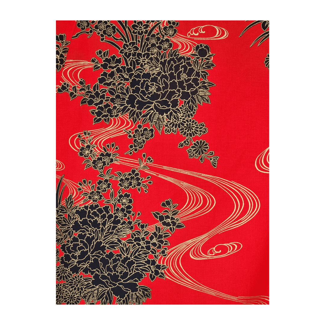 Plus Size Yukata Kawa Rot inkl. Obi #farbe_Rot