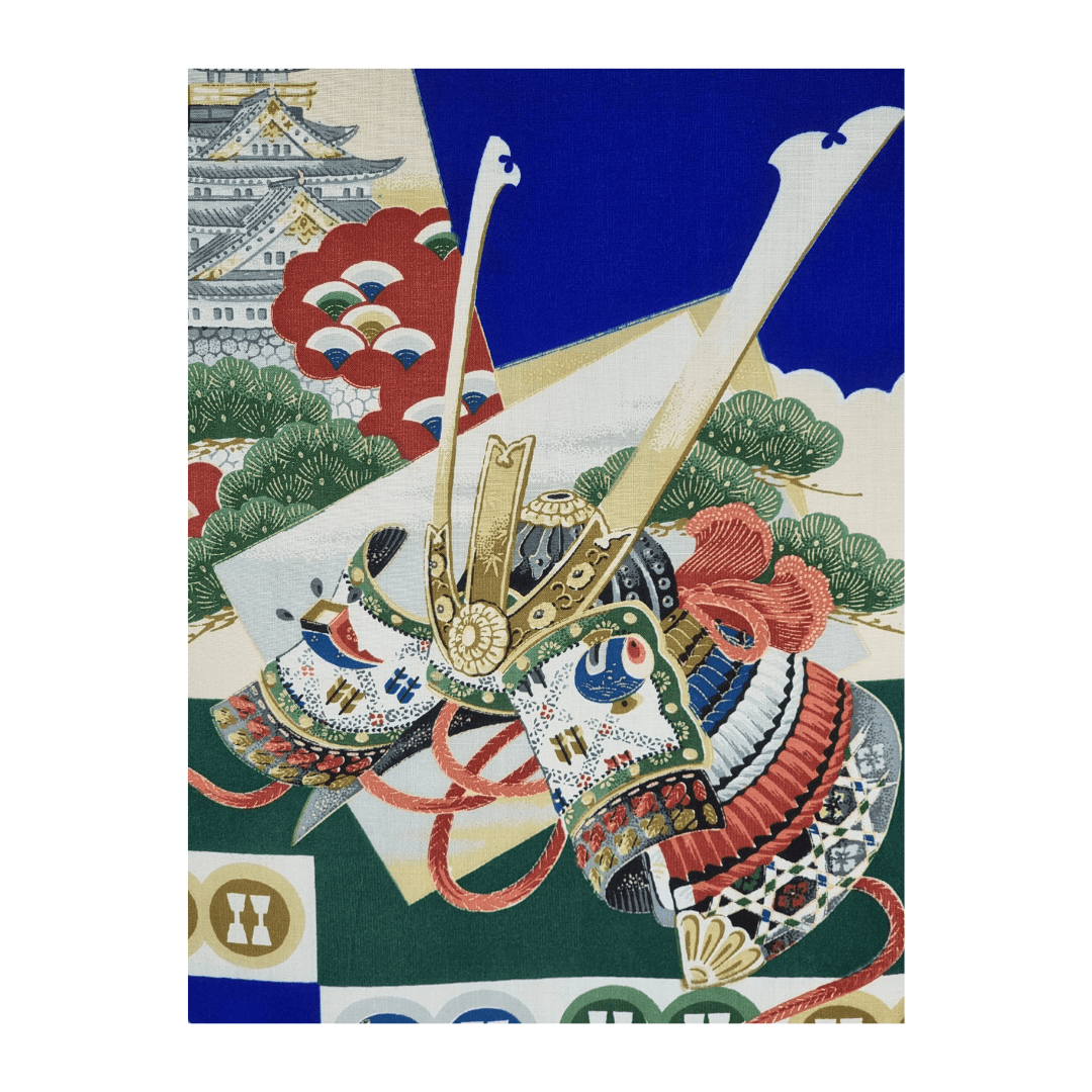 Vintage Furisode Kimono Kinder Schloss Osaka Gr. 110 / 116