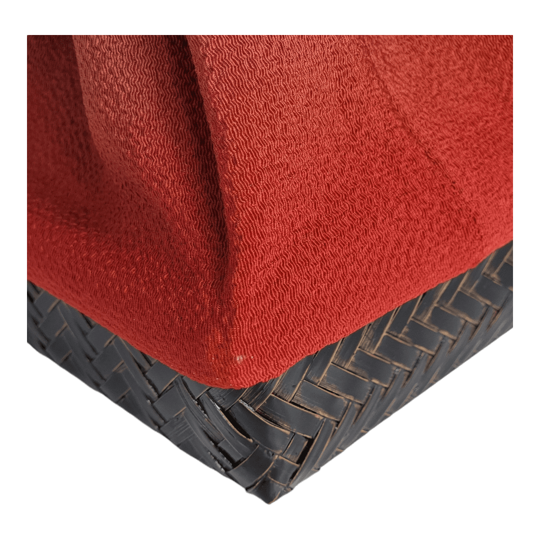 Vintage Kinchaku Takekago Bambus Korbtasche Rot