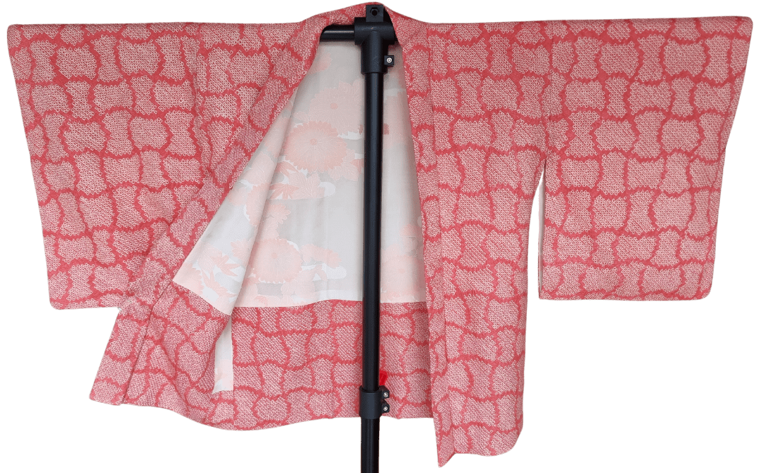 Vintage Haori Damen Shibori rosa Fundo-Tsunagi