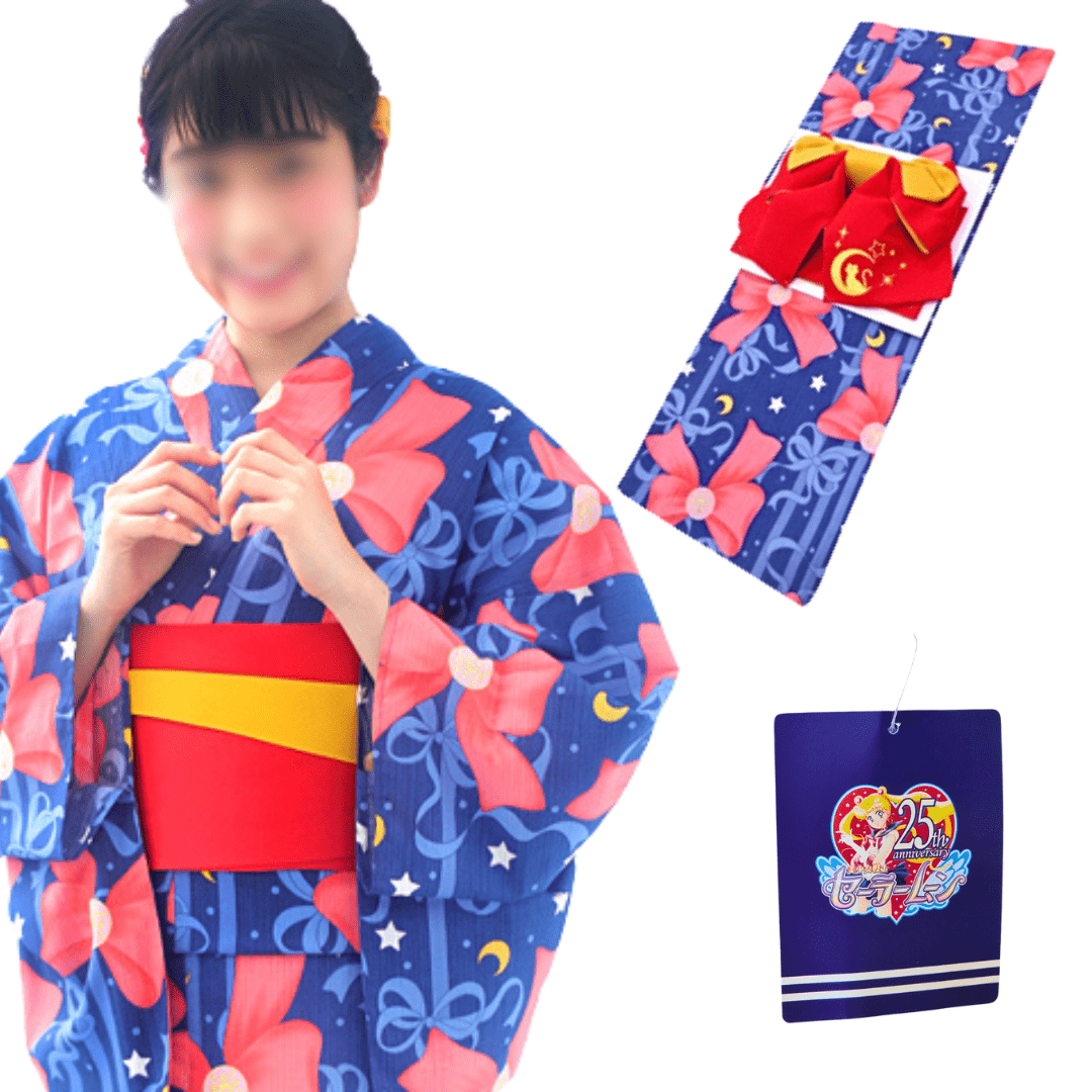 Sailor Moon Kimono Yukata Set Blau #farbe_Sailor Moon blau