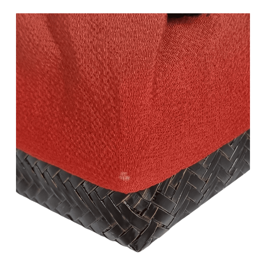 Vintage Kinchaku Takekago Bambus Korbtasche Rot