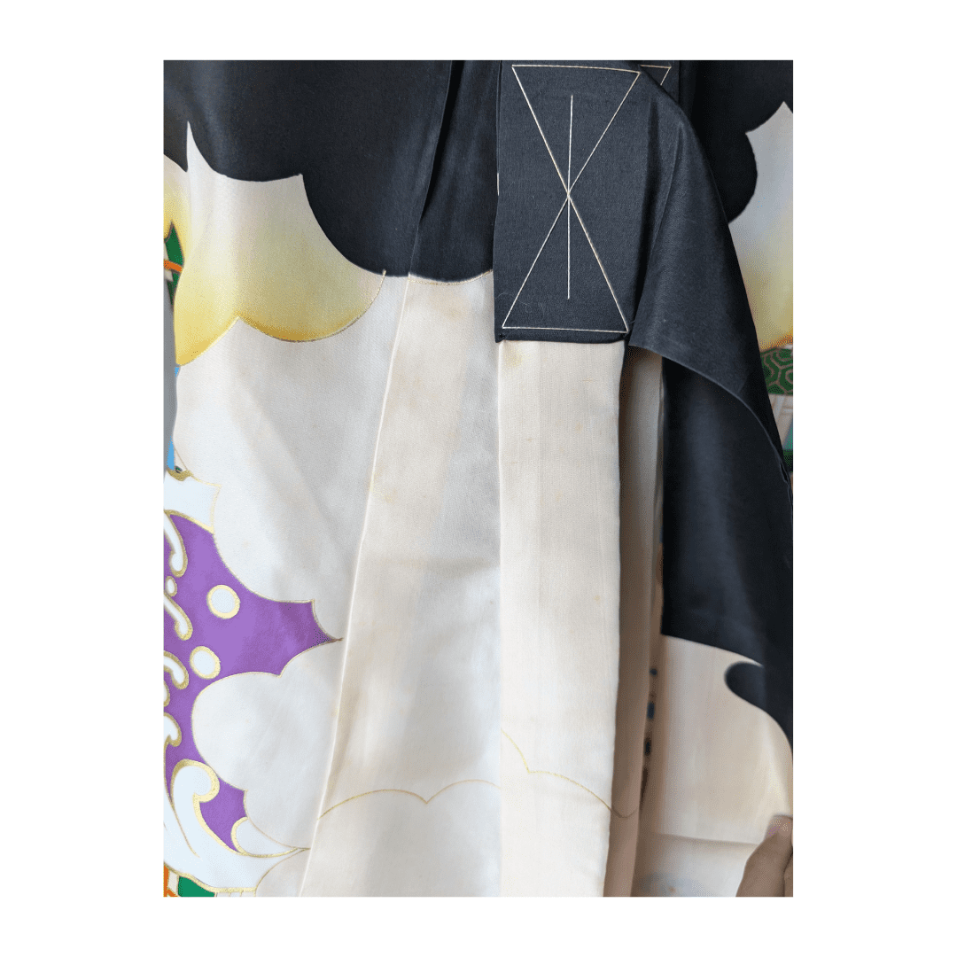 Vintage Furisode Kimono Kinder Drache und Falke Gr. 116 / 122