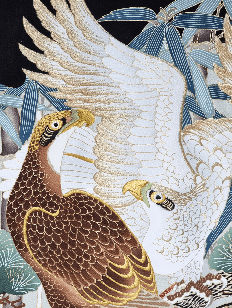 Vintage Furisode Kimono Kinder 2 Adler Gr. 122
