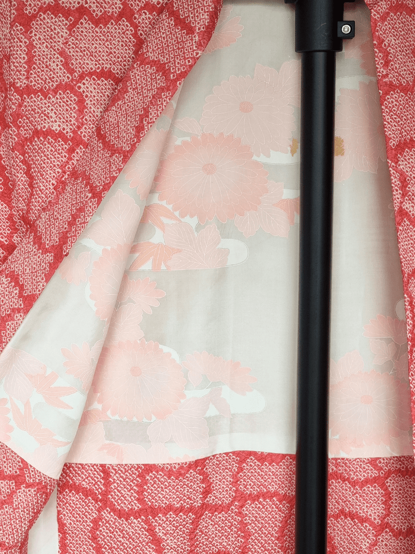 Vintage Haori Damen Shibori rosa Fundo-Tsunagi