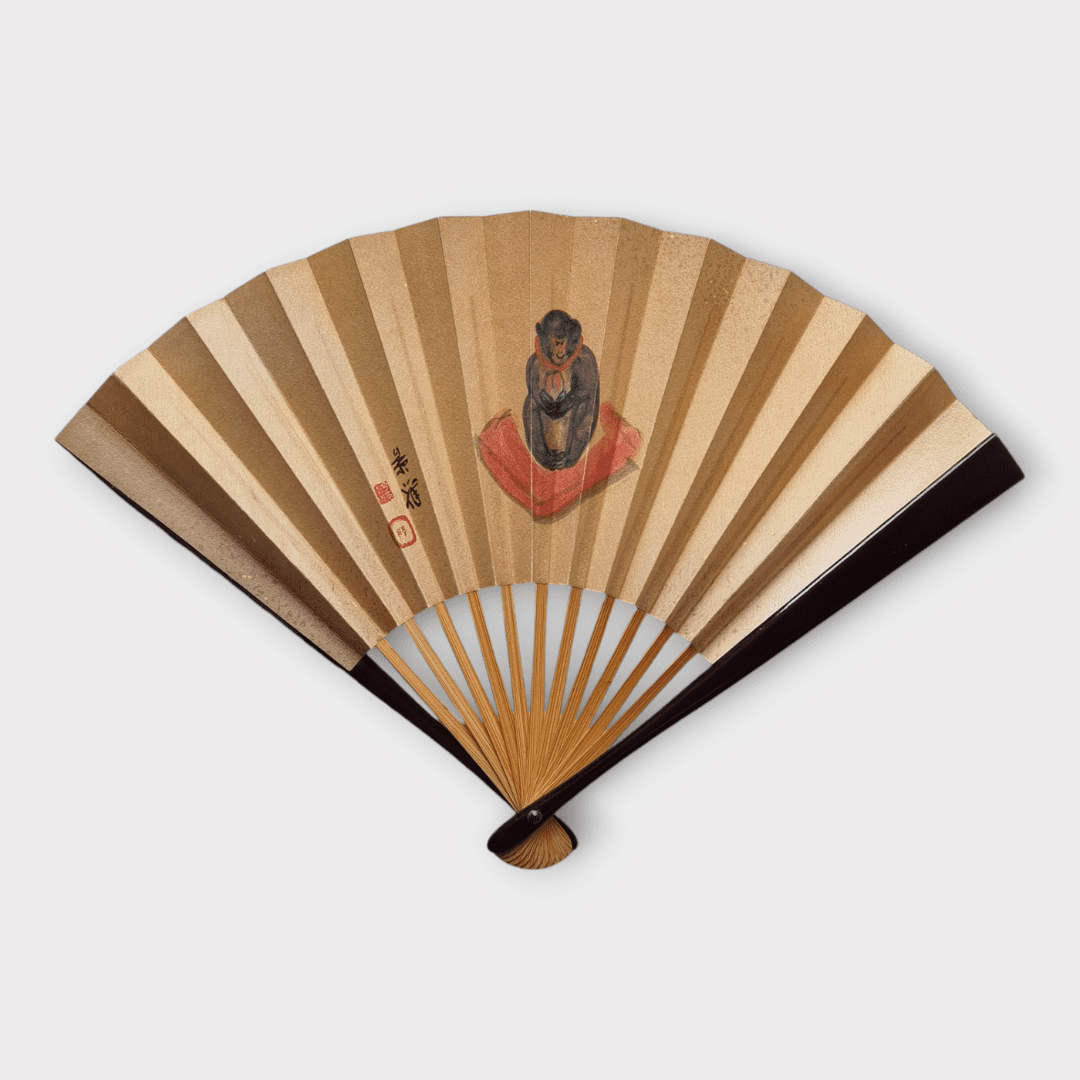 Vintage Sensu japanischer Handfächer Affe