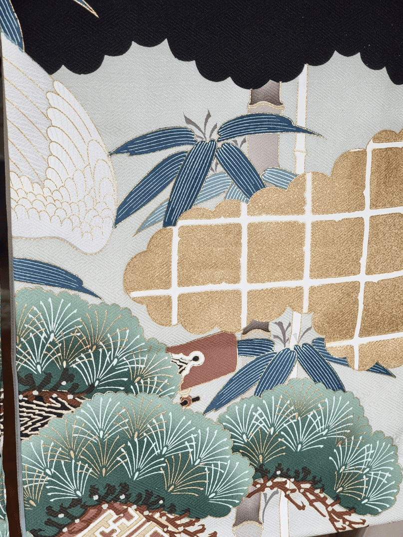 Vintage Furisode Kimono Kinder 2 Adler Gr. 122