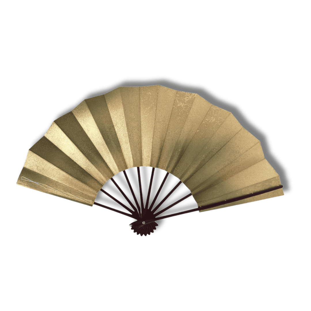 Vintage Mai-Ougi japanischer Handfächer Tanzfächer Goldoptik