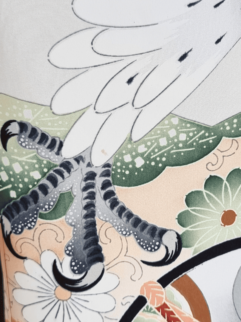 Vintage Furisode Kimono Kinder Adler und Kranich 110 und 116