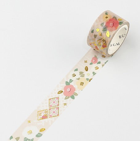 BGM Washi Tape mit Blüten #farbe_Kimono Kamelie