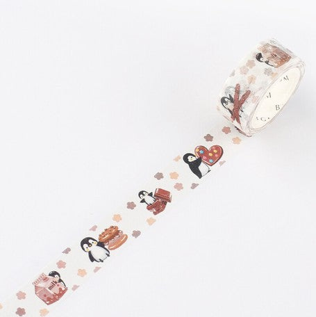 BGM Washi Tape Rolle mit Pinguinen und Schokolade #farbe_Pinguin