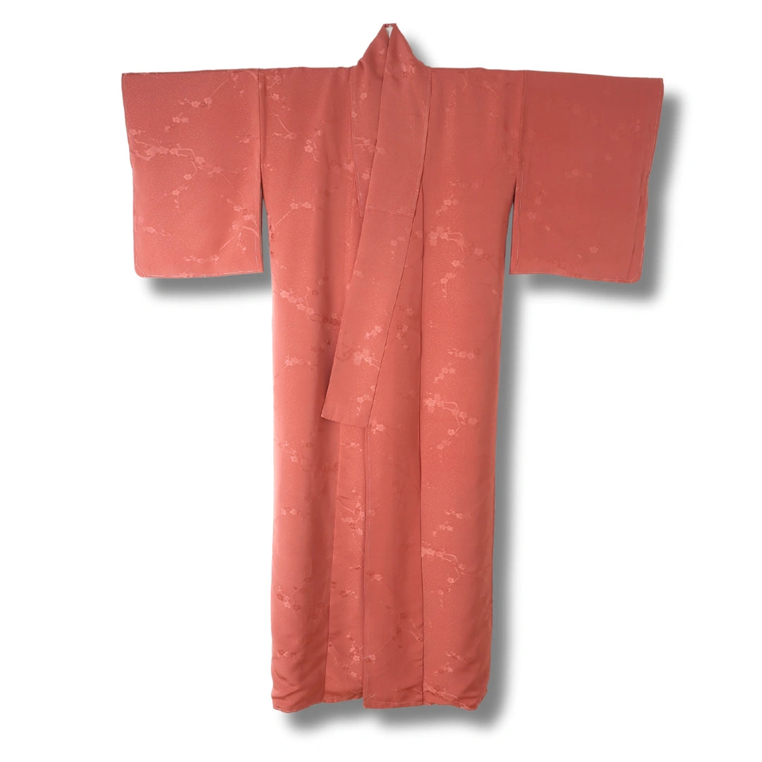Vintage Damen Kimono Koralle mit Blüten