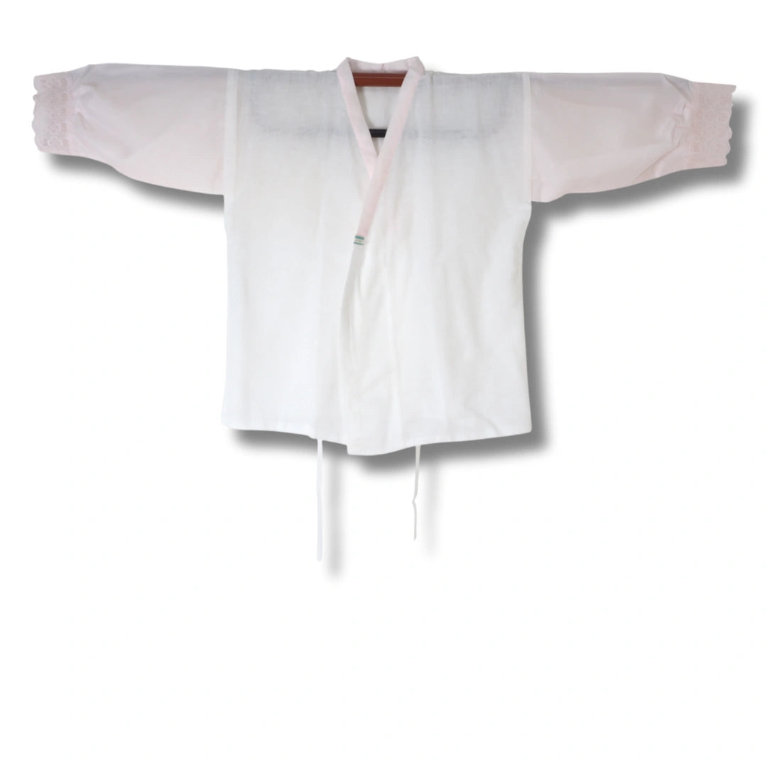 Damen Hada-Juban weiß mit rosa Spitze – Größe M
