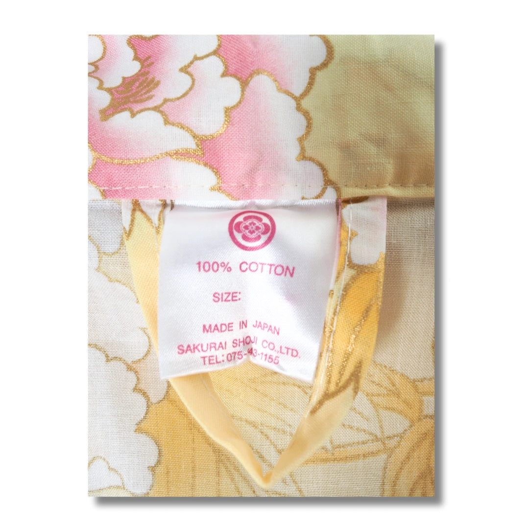 Damen Yukata gelb mit Blumen & Kranichen
