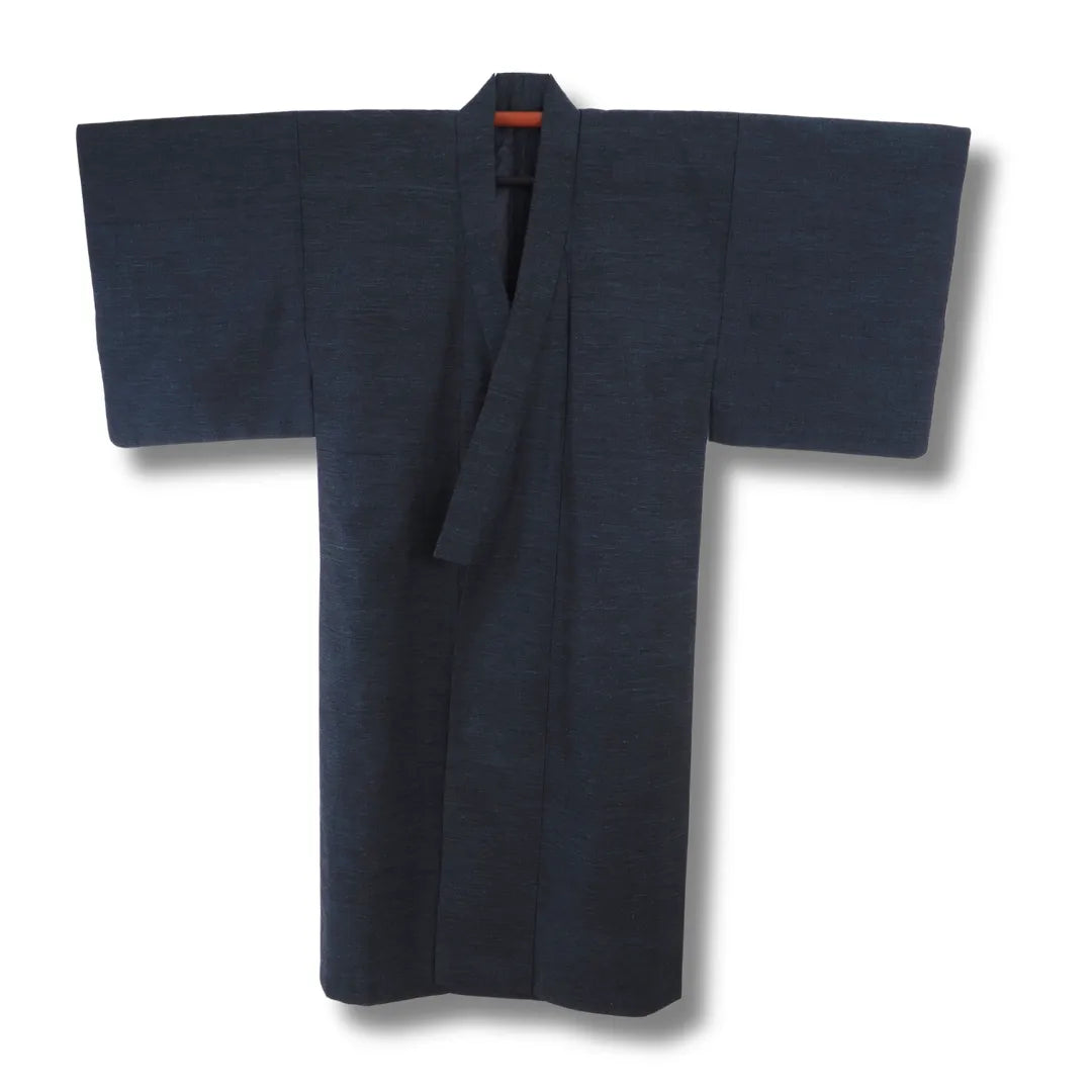 Dunkelblauer Vintage Herren-Haori aus Japan, Frontansicht