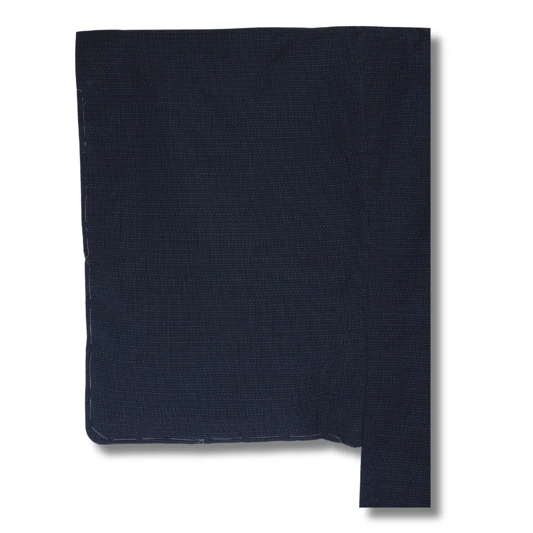 Dunkelblauer Vintage Herren-Haori Ärmelansicht mit Heftfäden