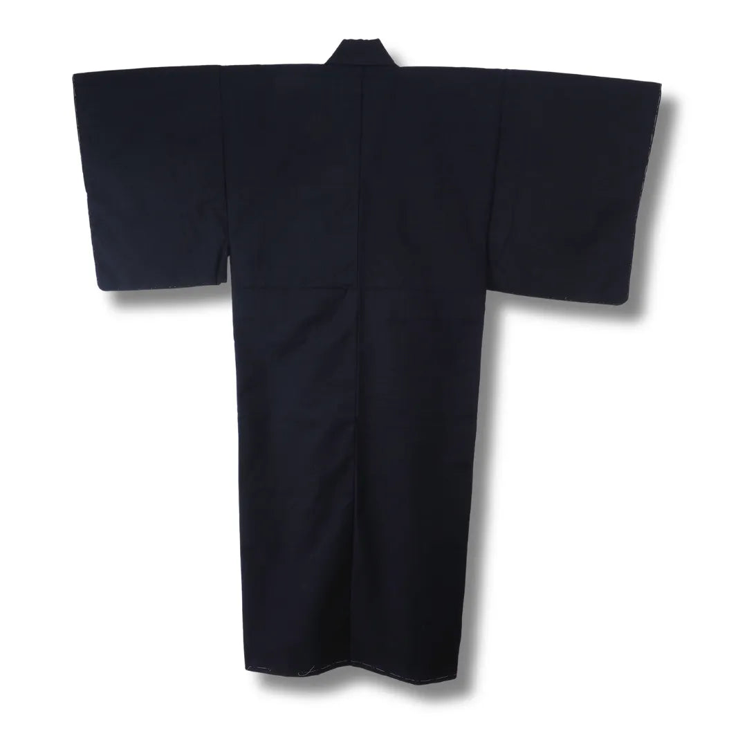 Dunkelblauer Vintage Herren-Kimono aus Japan, Rückseite