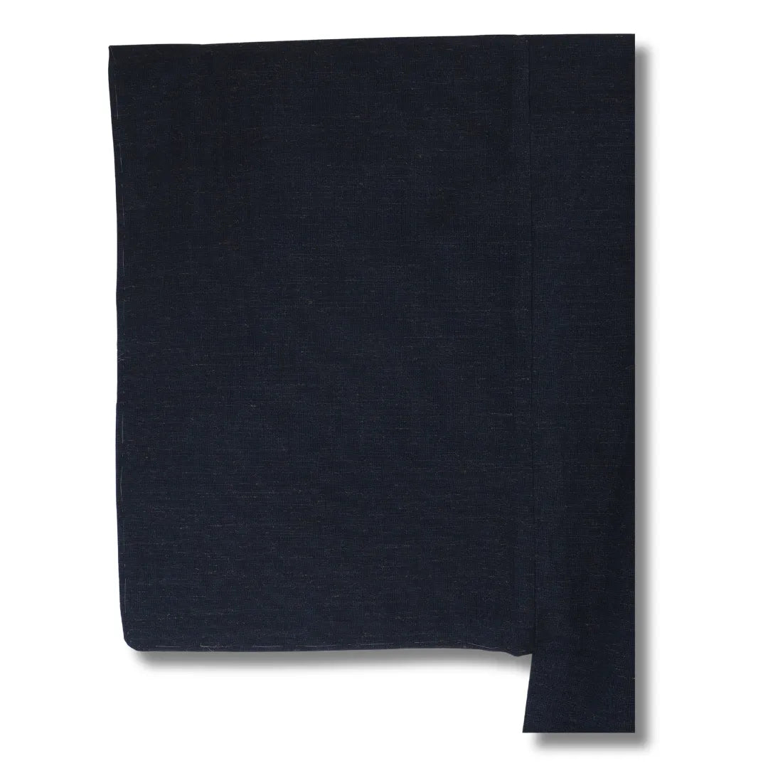 Dunkelblauer melierter Vintage Haori Ärmelansicht, feine Stoffstruktur sichtbar