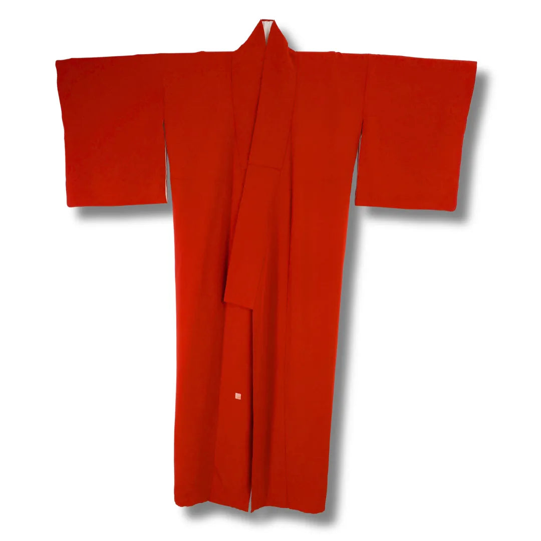 Dunkelroter Vintage Iromuji-Kimono aus Japan, einfarbig, Frontansicht