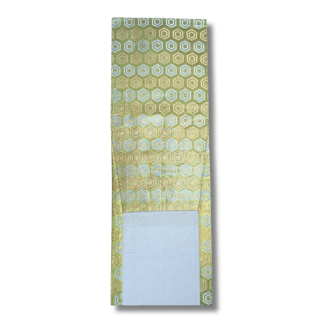 Vintage Fukuro Obi Style Hellgrün mit Kikkō-Muster 