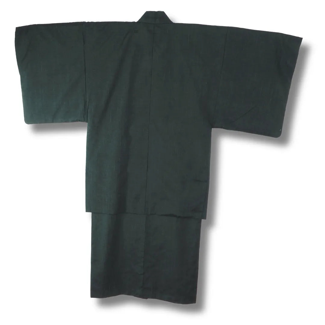 Graublauer Vintage Herren-Kimono aus Japan, Rückansicht