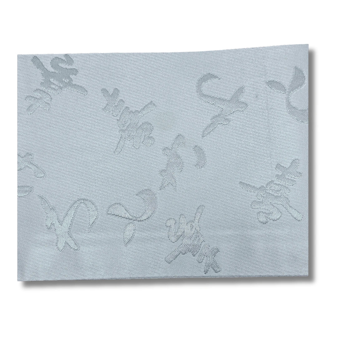 Vintage Hanhaba Obi Hellgrau mit japanischem Schriftmuster
