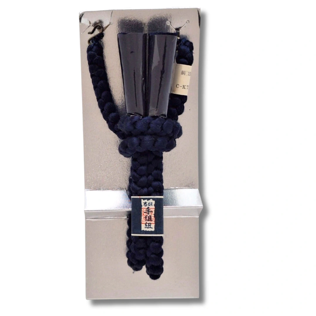 Unbenutzt: Vintage dunkelblaues dick geflochtenes Herren Haori-Himo 