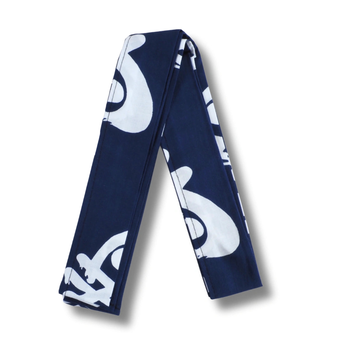 Herren Yukata kurz – Dunkelblau mit weißen Schriftzeichen