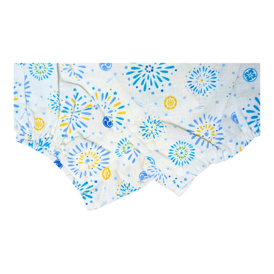 Baby Kimono Babystrampler Weiß Feuerwerk Gr. 68 - 74