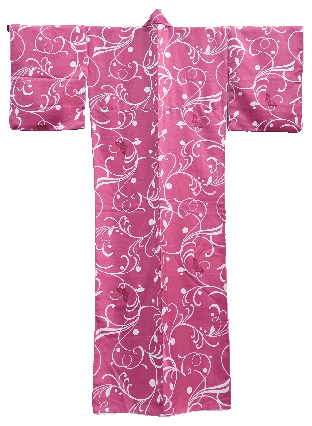 Vintage Komon Damen Kimono pink mit Schmetterlingen