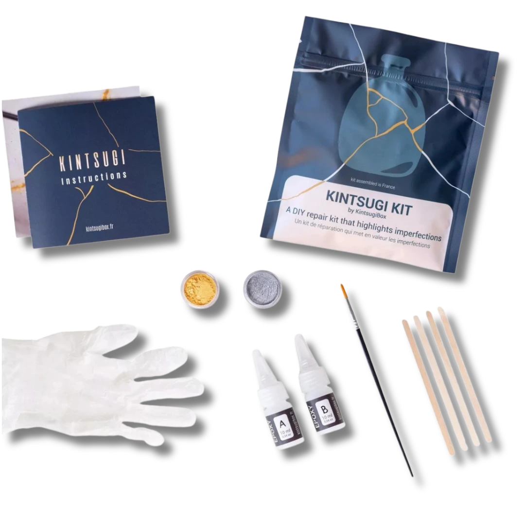Kintsugi-Set mit goldenem und silbernem Pulver #farbe_Gold + Silber