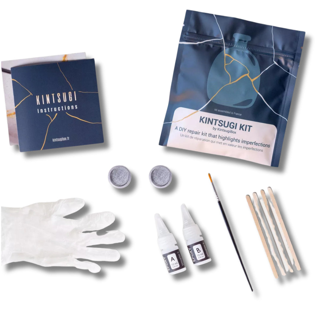 Kintsugi-Set mit silbernem Pulver #farbe_Silber