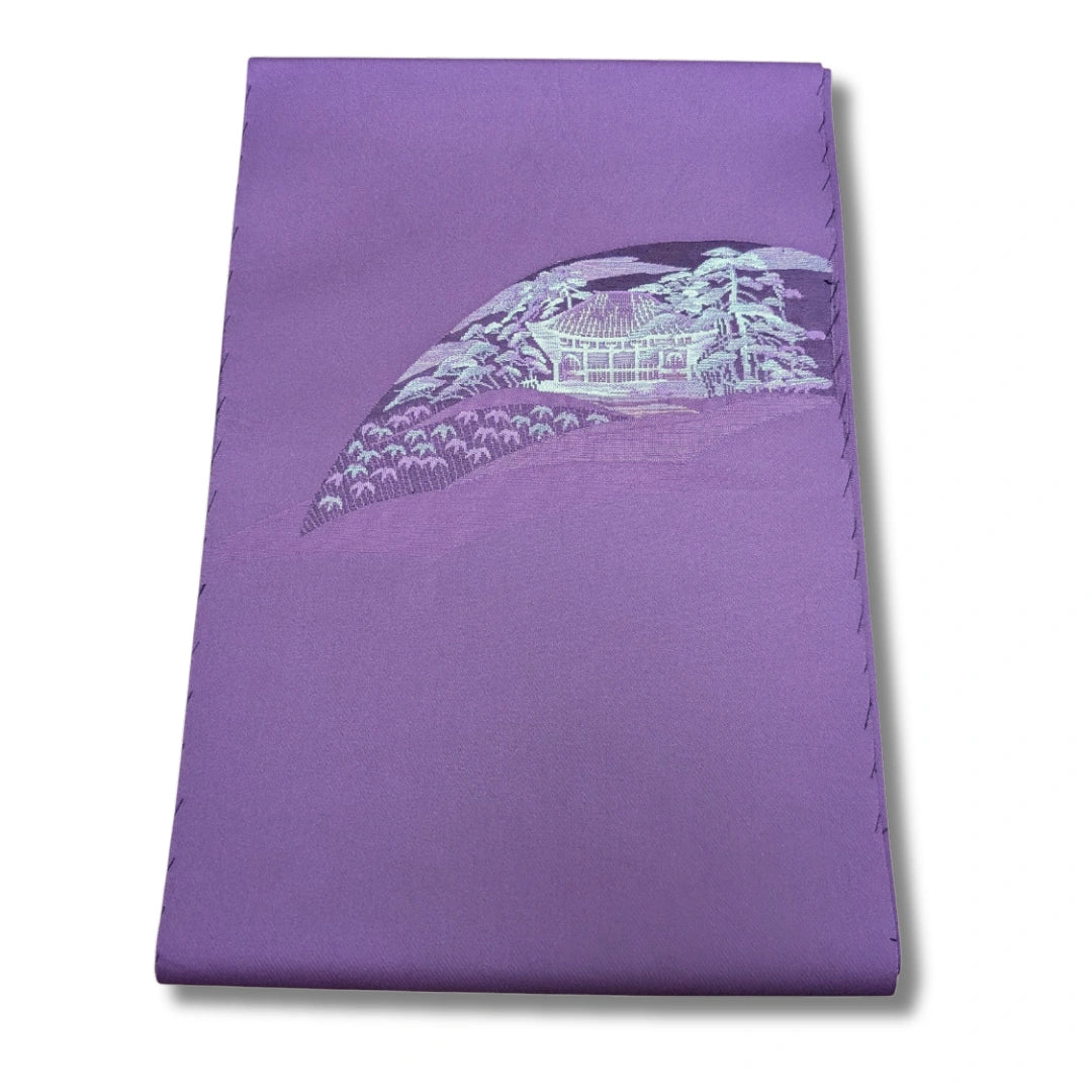 Kyobukuro Obi Violett mit Tempelmotiv