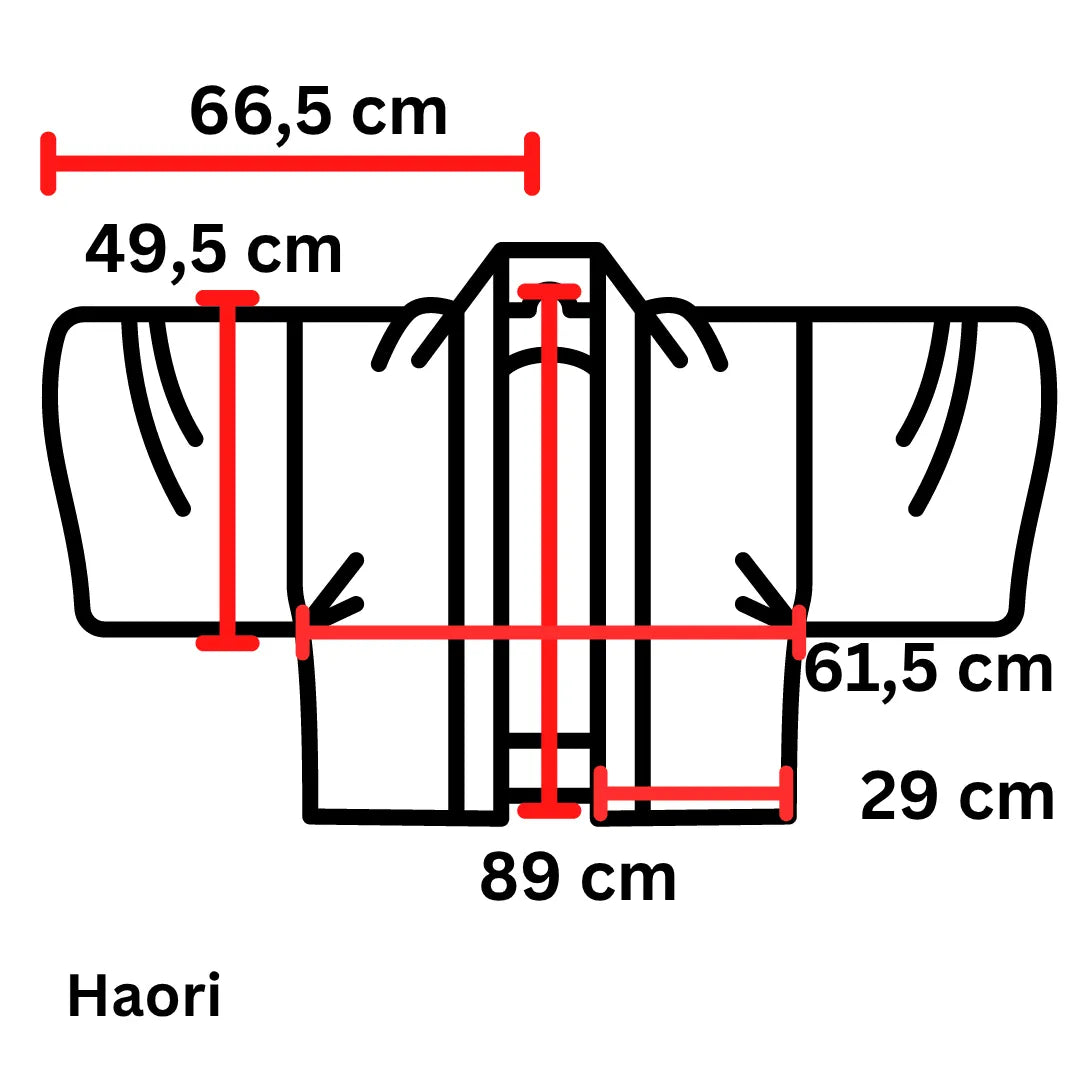 Maßskizze Vintage Herren-Haori mit allen Maßen
