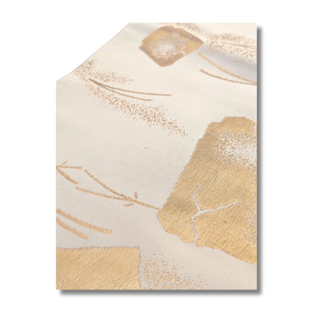 Vintage Maru Obi Elfenbein mit goldenen Akzenten
