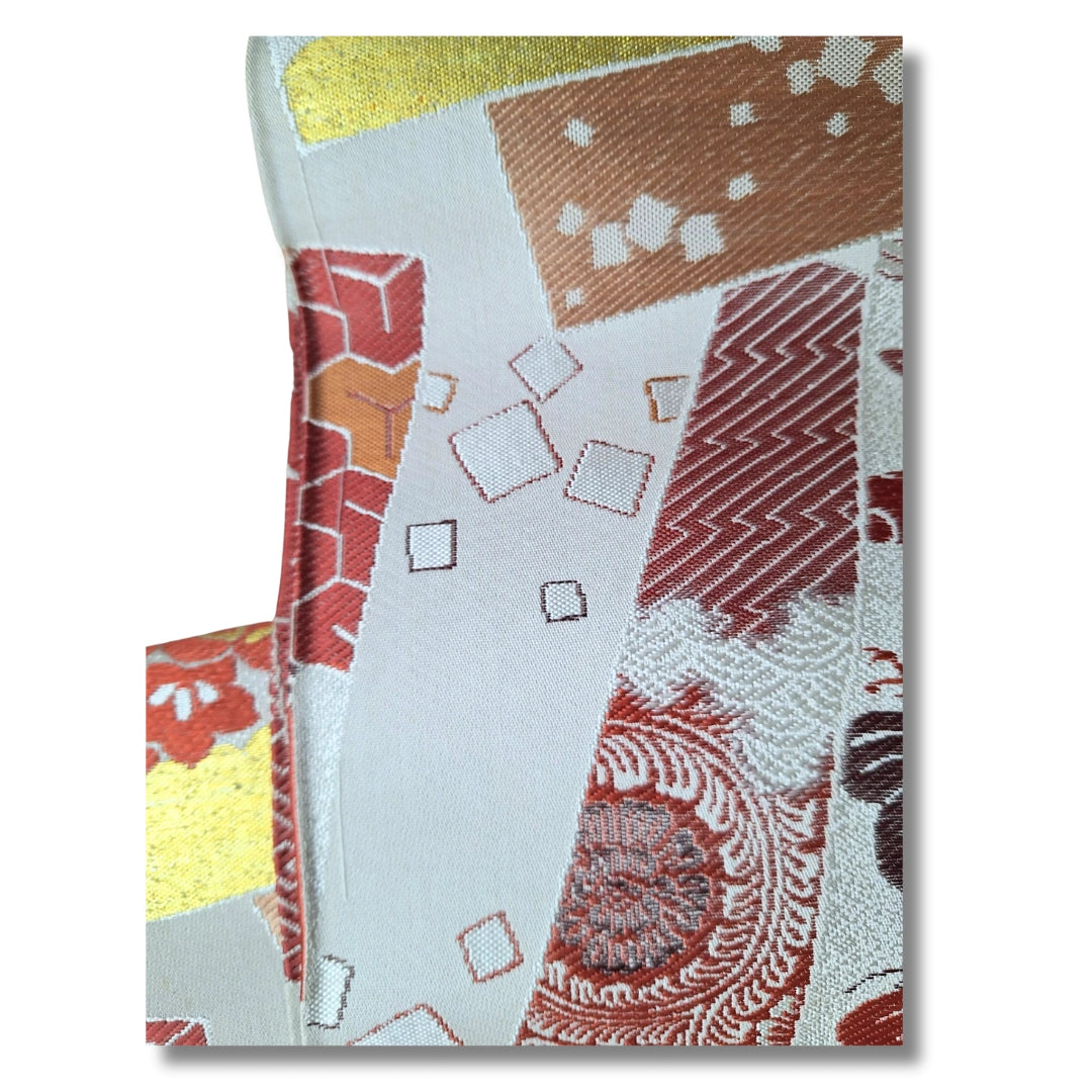 Vintage Maru Obi beidseitig tragbar mit kaiserlicher Kutsche