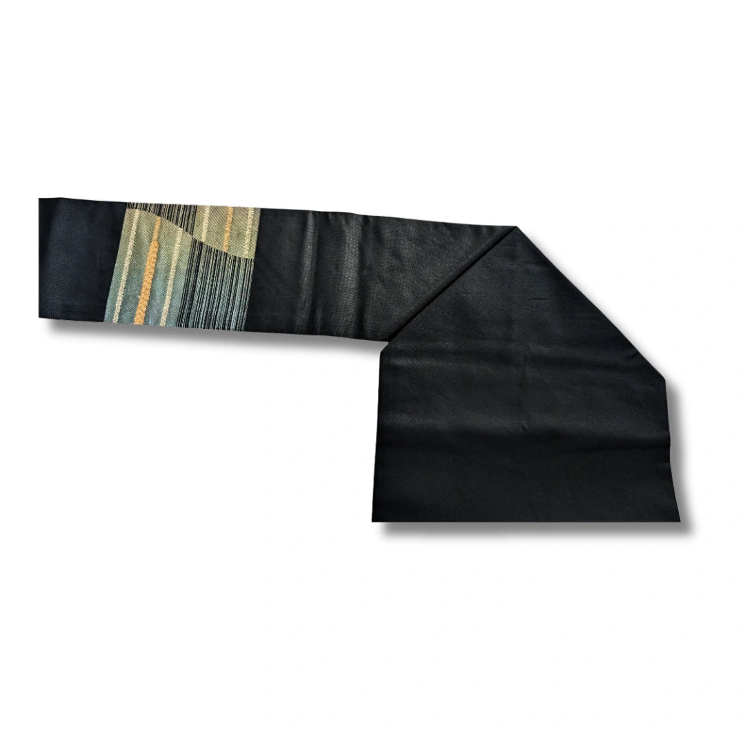 Vintage Nagoya Shitate Nagoya Obi Schwarz mit Gold