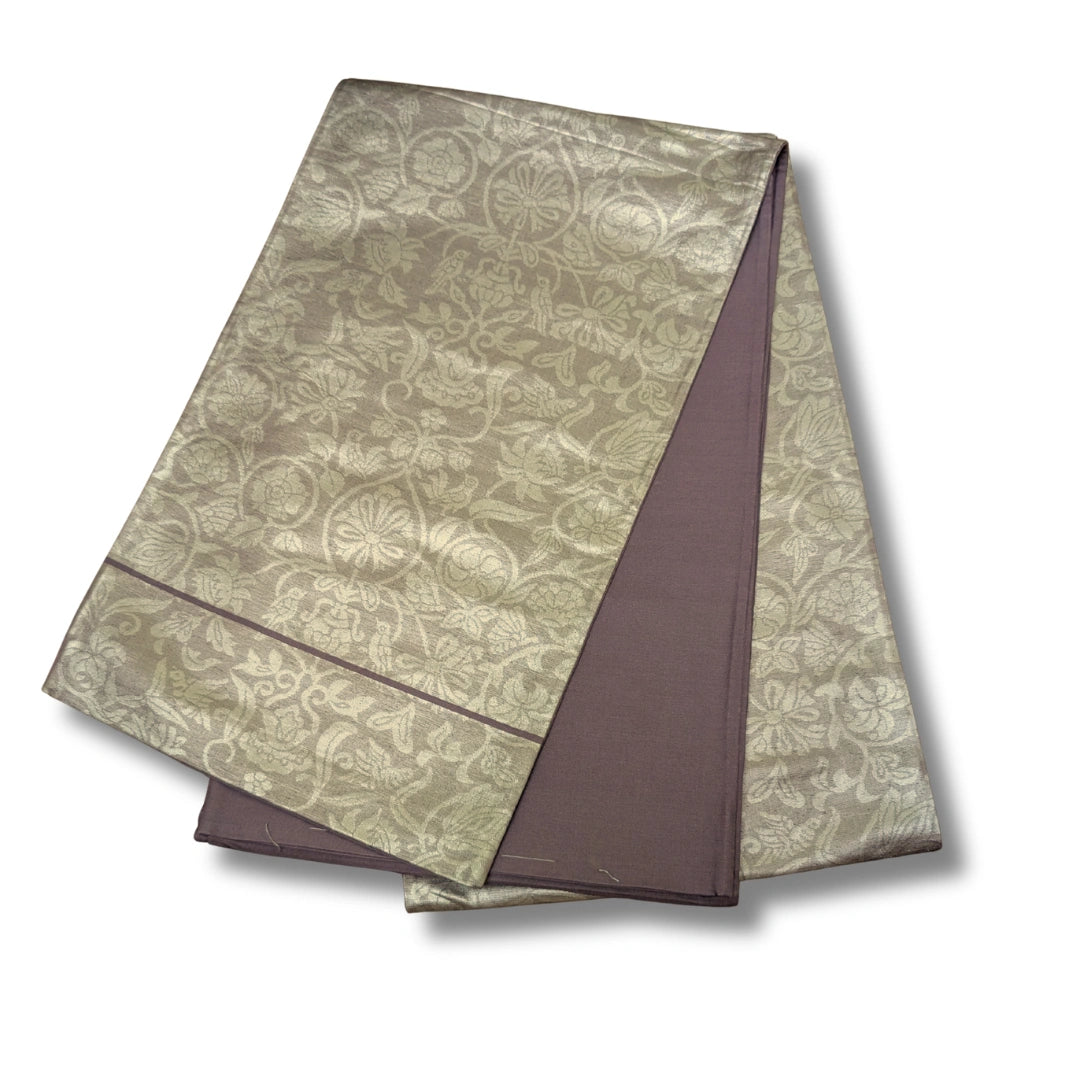 Vintage Fukuro Obi Beige mit floralen Mustern