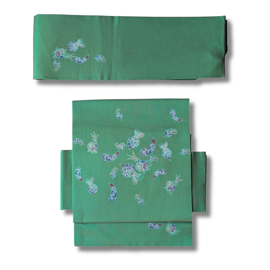 Vintage Taiko Musubi Obi Set Grün