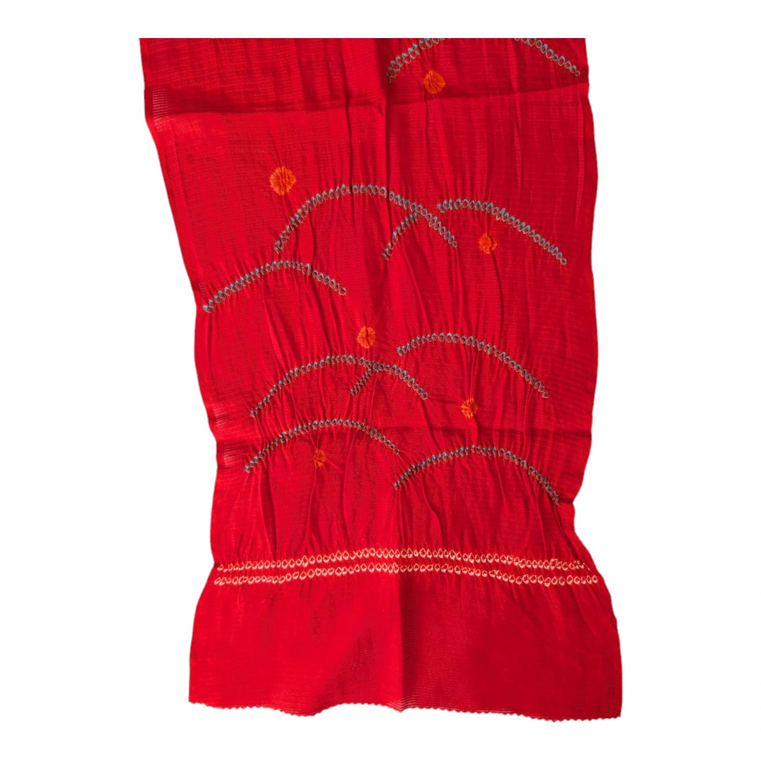 Obiage aus Seide mit Tsuyu-Shiba Shibori (Rot)