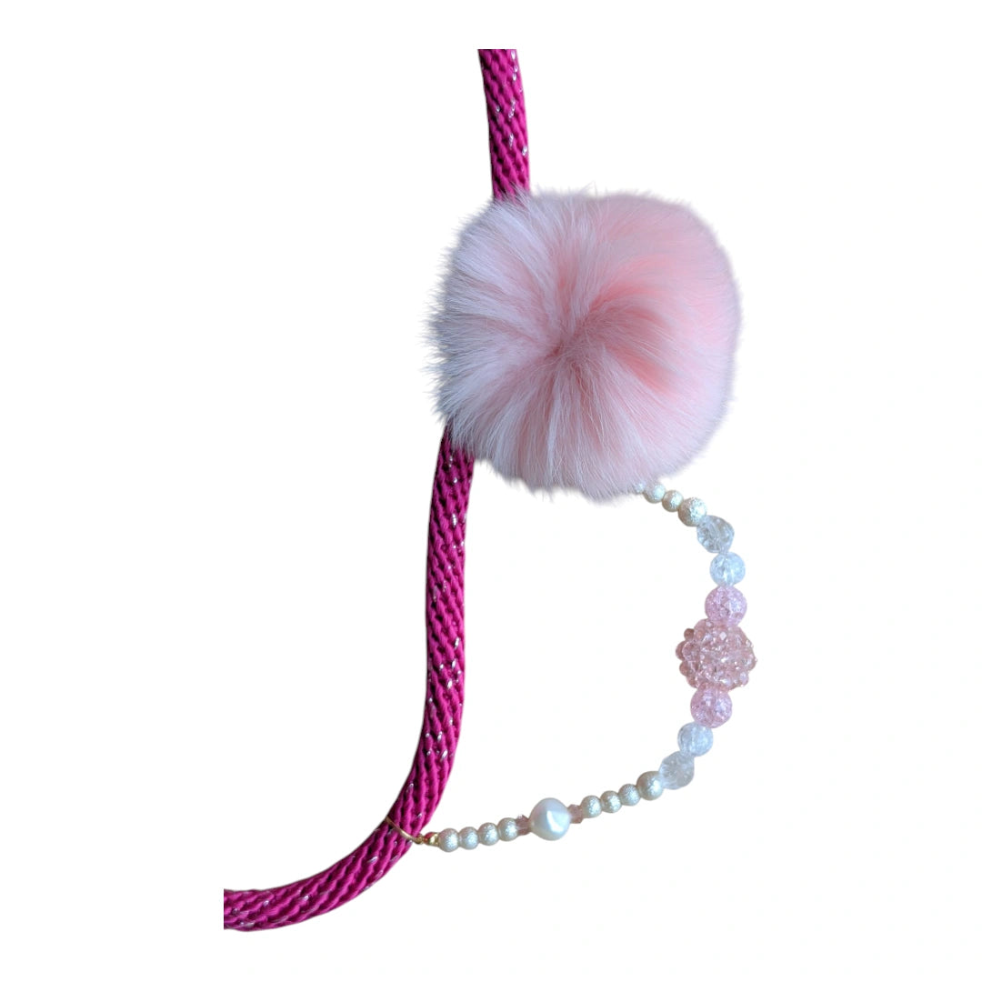 Obijime aus Seide mit flauschigem Pompon