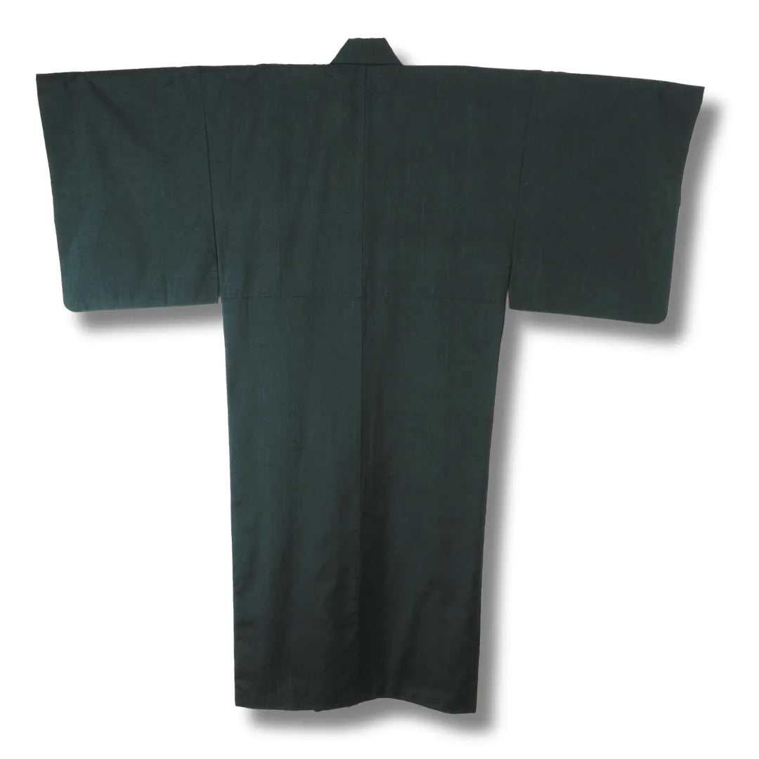 Rückansicht des graublauen Vintage Herren-Kimono