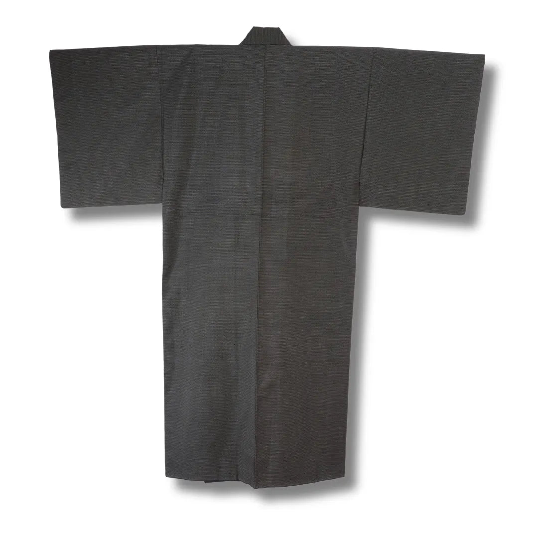 Rückansicht des graublauen  japanischen Vintage Herren-Kimono