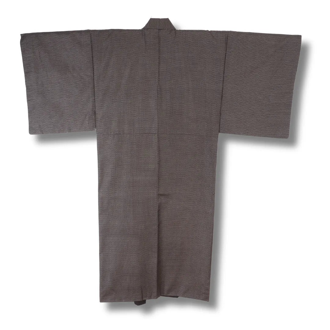 Rückansicht des graubraunen Vintage Herren-Kimono